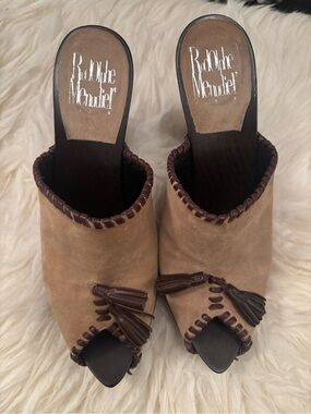 Rodolphe Menudiar Tassel Tan Suede Mules/clogs